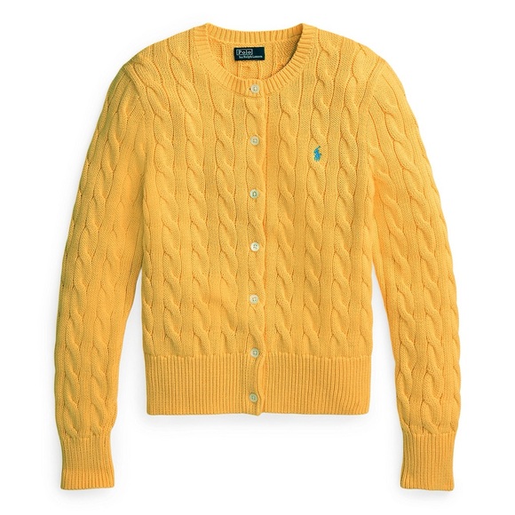 Polo Ralph Lauren Cable-Knit Cotton Crewneck Cardigan - Picture 1 of 6